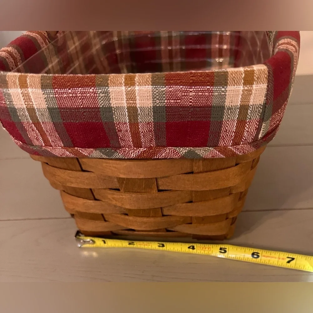 Longaberger Vintage Rectangle Spring Basket with Fabric and Plastic Liners 1985